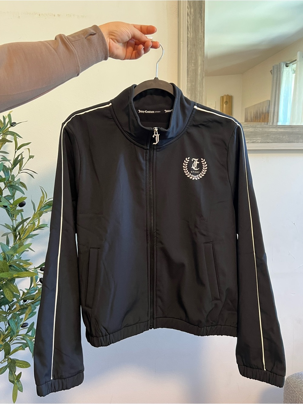 Juicy Couture Black Bomber Jacket with White Piping
